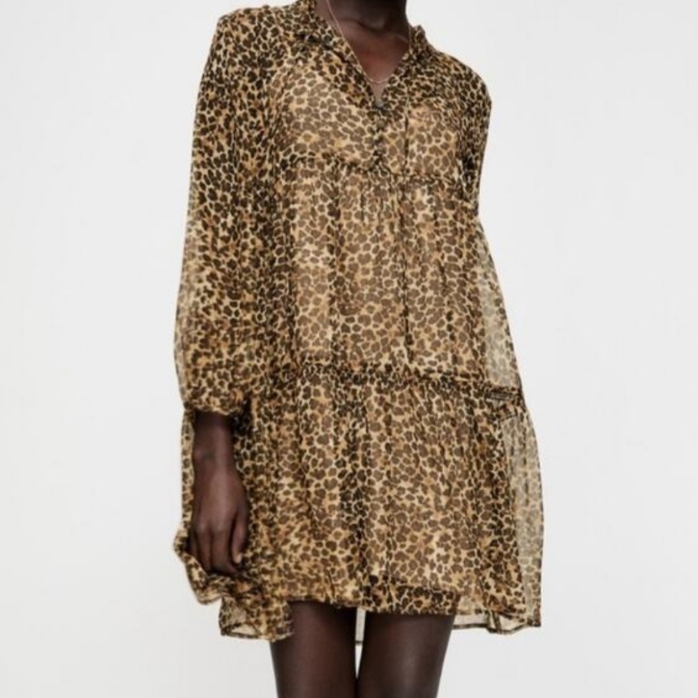 Zara Leopard Sheer Mini Dress